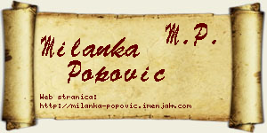 Milanka Popović vizit kartica